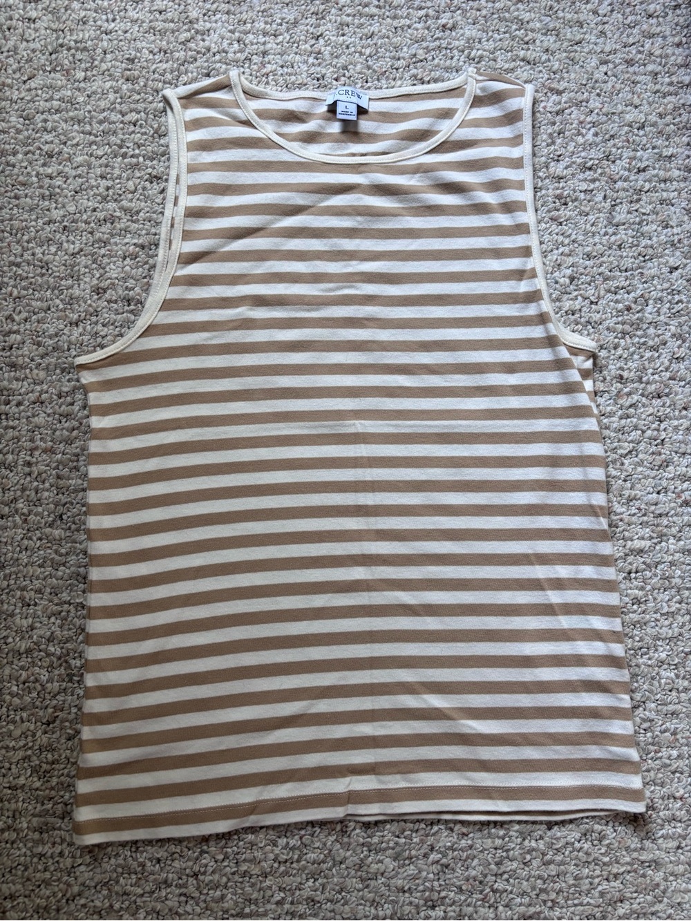 J. Crew Women’s Beige and White Striped Tank Top